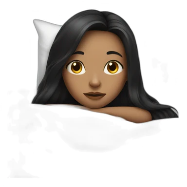 Girl with dark long hair in bed sticker