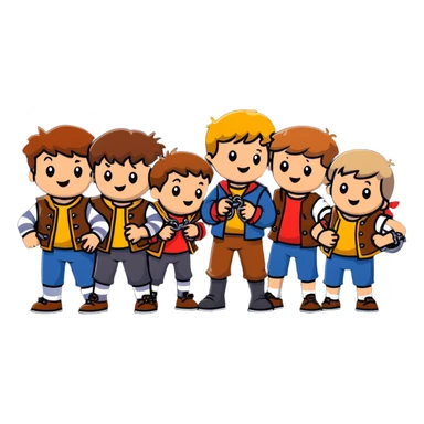 group of kids from the Goonies finding pirate treasure sticker