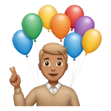  man holding ballon's saying happy birthday sticker