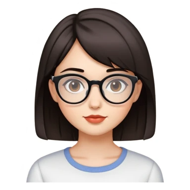 A pretty girl with short dark hair not black but not totally brown wearing glasses  sticker