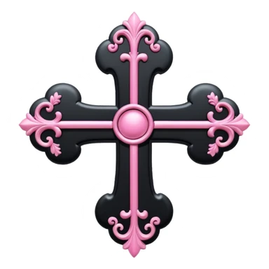 realistic 3d soft cute black pink goth cross , no woman sticker