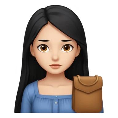 A deep skin girl with long black hair swept to the front and a square neckline shirt and brown eyes sticker