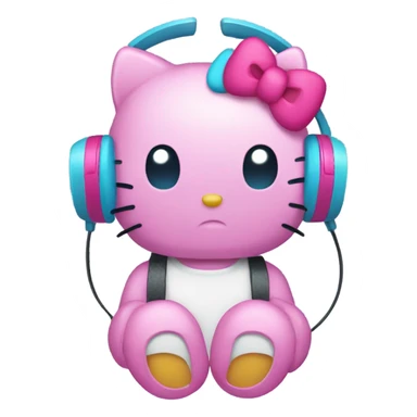 Hello kitty with headphones  sticker