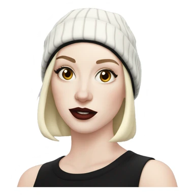 pale skin gurl in a black bob wearing a spiderman beanie sticker