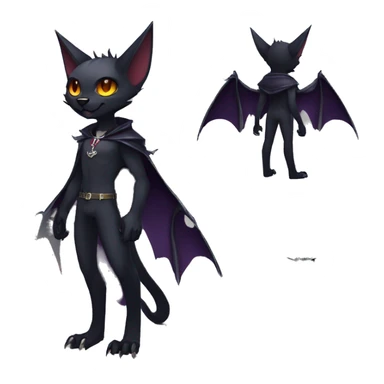 cool edgy anthro dark-shadow-themed animal vampiric bat-cat-hybrid Fakemon  with a collar full body sticker