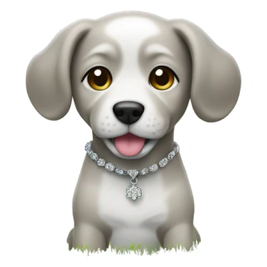 dog jewelry on grass no collar and darker hair sticker