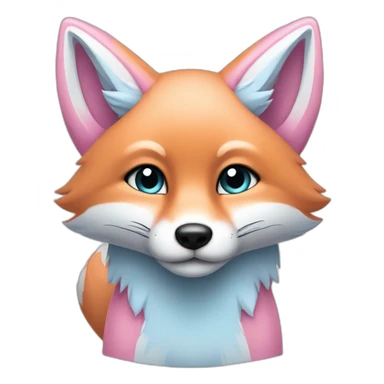 half light blue half pink fox sticker