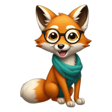 cute fox fenek in glasses dancing sticker