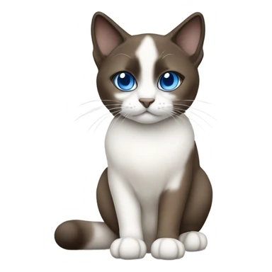 Snowshoe cat with small white patch by nose, dark face and blue eyes sticker