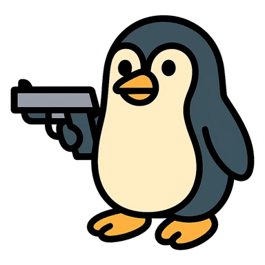penguin holding a gun sticker