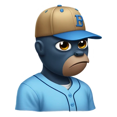 sad bat with light blue baseball cap sticker