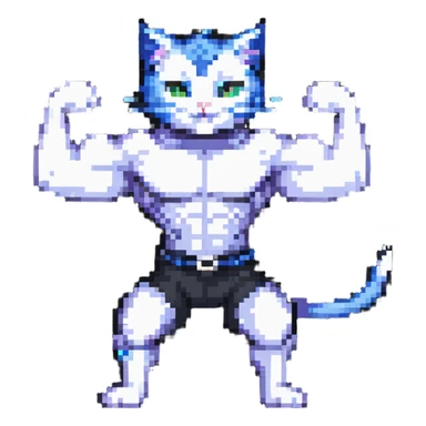 flexing cat boy sticker
