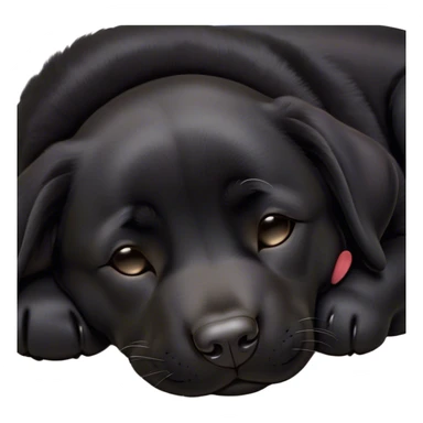Meme-Worthy Cute Sleeping Black Labrador Portrait Emoji, Head resting peacefully with a contented smile, showcasing a delightfully robust build and a luxuriously soft black Fur, eyes shut in a serene nap, Simplified yet hilariously adorable features, highly detailed, glowing with a soft, drowsy light, high shine, relaxed and utterly lovable, stylized with an air of playful laziness, bright and heartwarming, soft glowing outline, capturing the essence of a comically sleepy companion, so meme-worthy it feels like it could instantly become the next viral sensation of adorable slumber! sticker