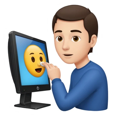 emoji of a man getting sucked into a desktop monitor sticker
