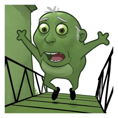 grandpa jumping off bridge with grandma looking shocked sticker