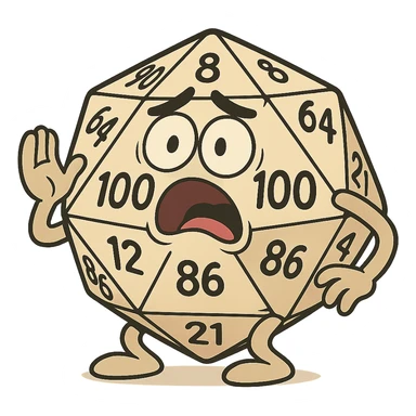 single hundred-sided die d100 in flat toon style sticker