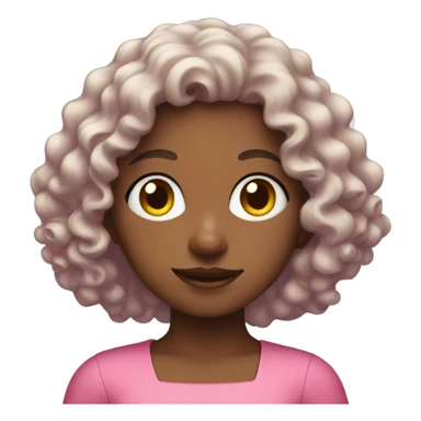 Curly hair girl with a pink dress  sticker