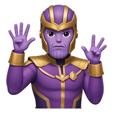 Thanos wearing a Squid Game guard uniform making a hand gesture sticker