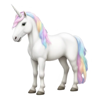 Fullbody White unicorn with pastel color mane  sticker