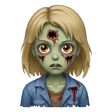 Zombie girl medium dark blonde hair brown eyes  sticker