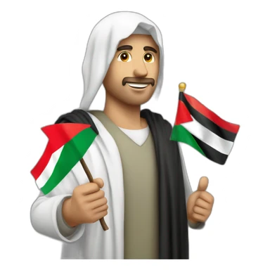 une homme avec le drapeau de la palestine dans les mains sticker