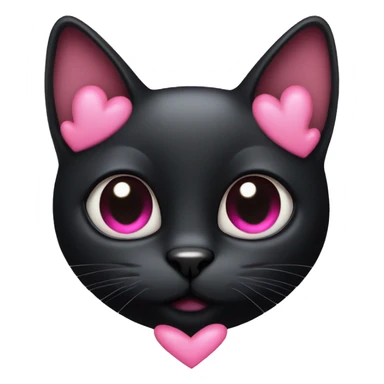 Black cat and pink heart sticker