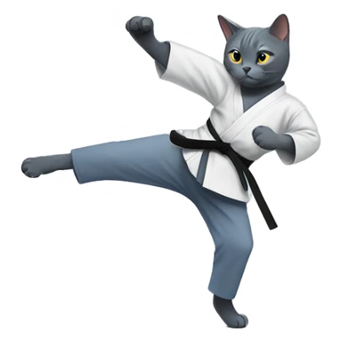 Russian blue cat doing karate  sticker