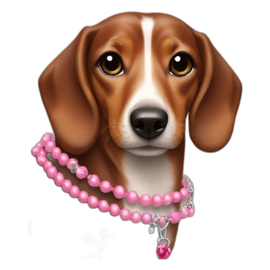 dashund with a pink necklace sticker