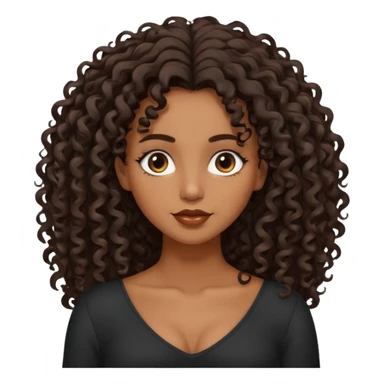 brown skinned lady with curly black hair, shoulder long hair, messy, nice curves sticker