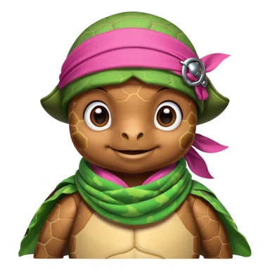 cute sea turtle wearing a pink pirate scarf sticker