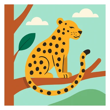 Flat design style leopard in the tree sticker