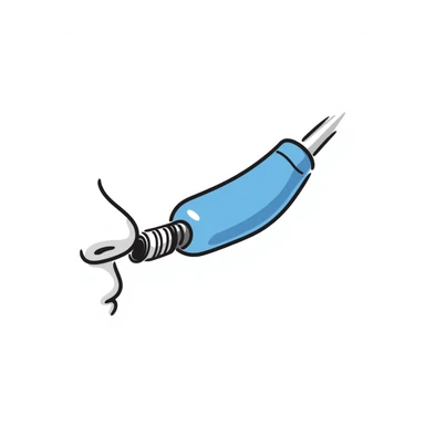 Hand-drawn blue mouthpiece bit with breathing tube for oxygen measurement, VO2 max testing equipment with nose clip sticker