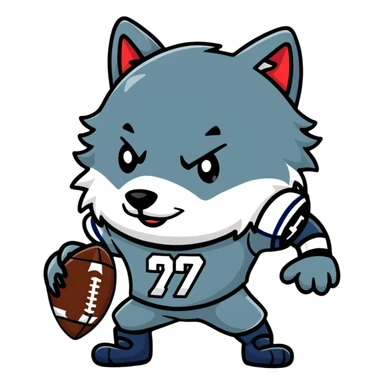 wolf wearing football jersey and helmet sticker