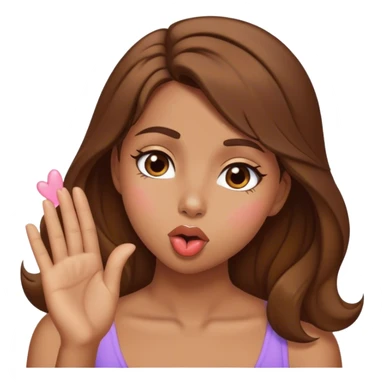 Tan girl brown hair Blowing kisses  sticker