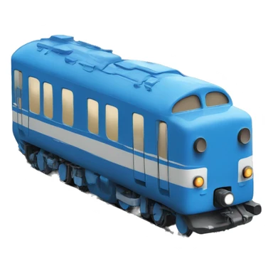blue train with a happy face sticker