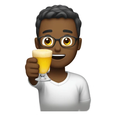 Emoji festejando con una copa en sus manos  sticker