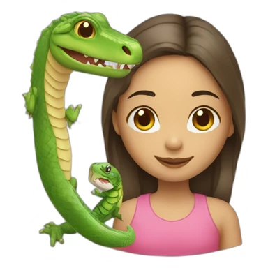 Girl with iguana mini crocodile and snake sticker