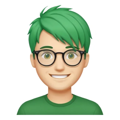 man with green hair and glasses sticker