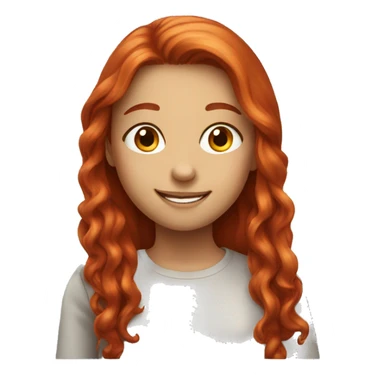 smiling girl with long red hair sticker