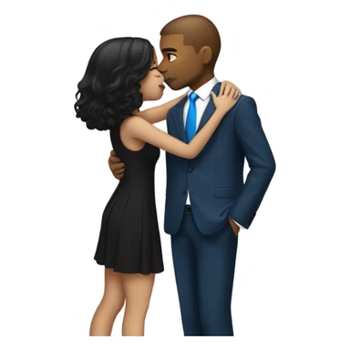 Guy in black suit with a blue tie kissing a girl in a short blue dress sticker