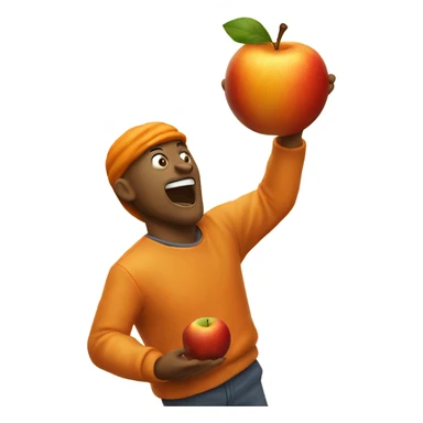 Orange man throwing apple sticker