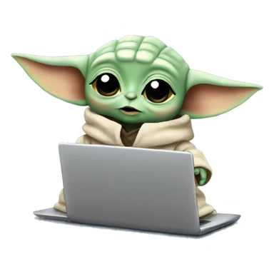 A cute Baby Yoda from Star Wars with a laptop sticker