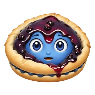 Make an emoji of a blueberry puff (small) that's broken off a bit so you can see the blueberry jam sticker