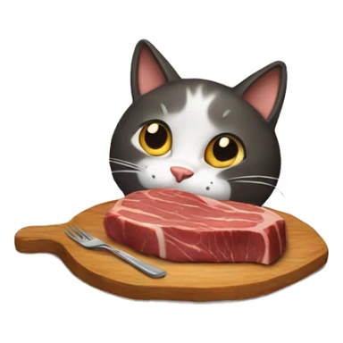 cat eating steak  sticker
