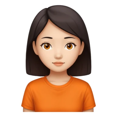 Asian slim eye girl with orange shirt sticker
