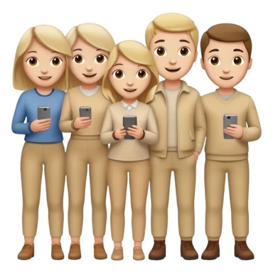 4 white girls and 2 white boys in beige clothes sticker