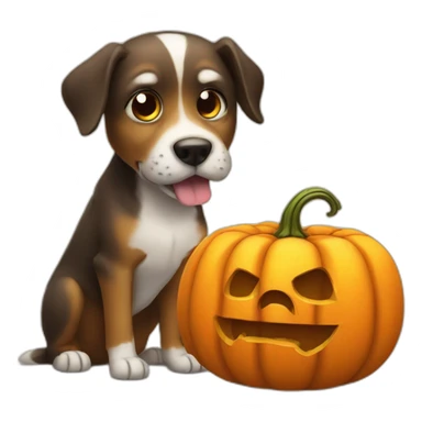 Dog-eating-a-pumpkin-Halloween sticker