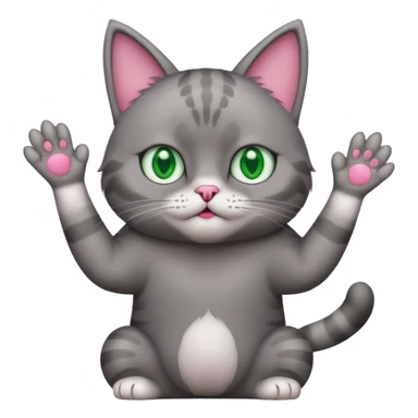 A cat lifting both paws, shrugging, and making a bewildered face sticker