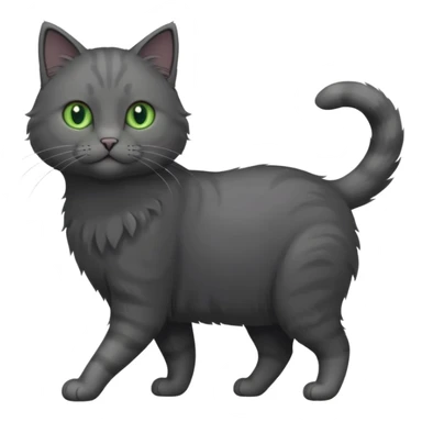 full body gorgeous solid dark grey cat with green eyes, white paws and white whiskers walking sticker
