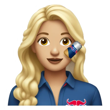 a blonde woman with heart eyes holding a redbull  sticker
